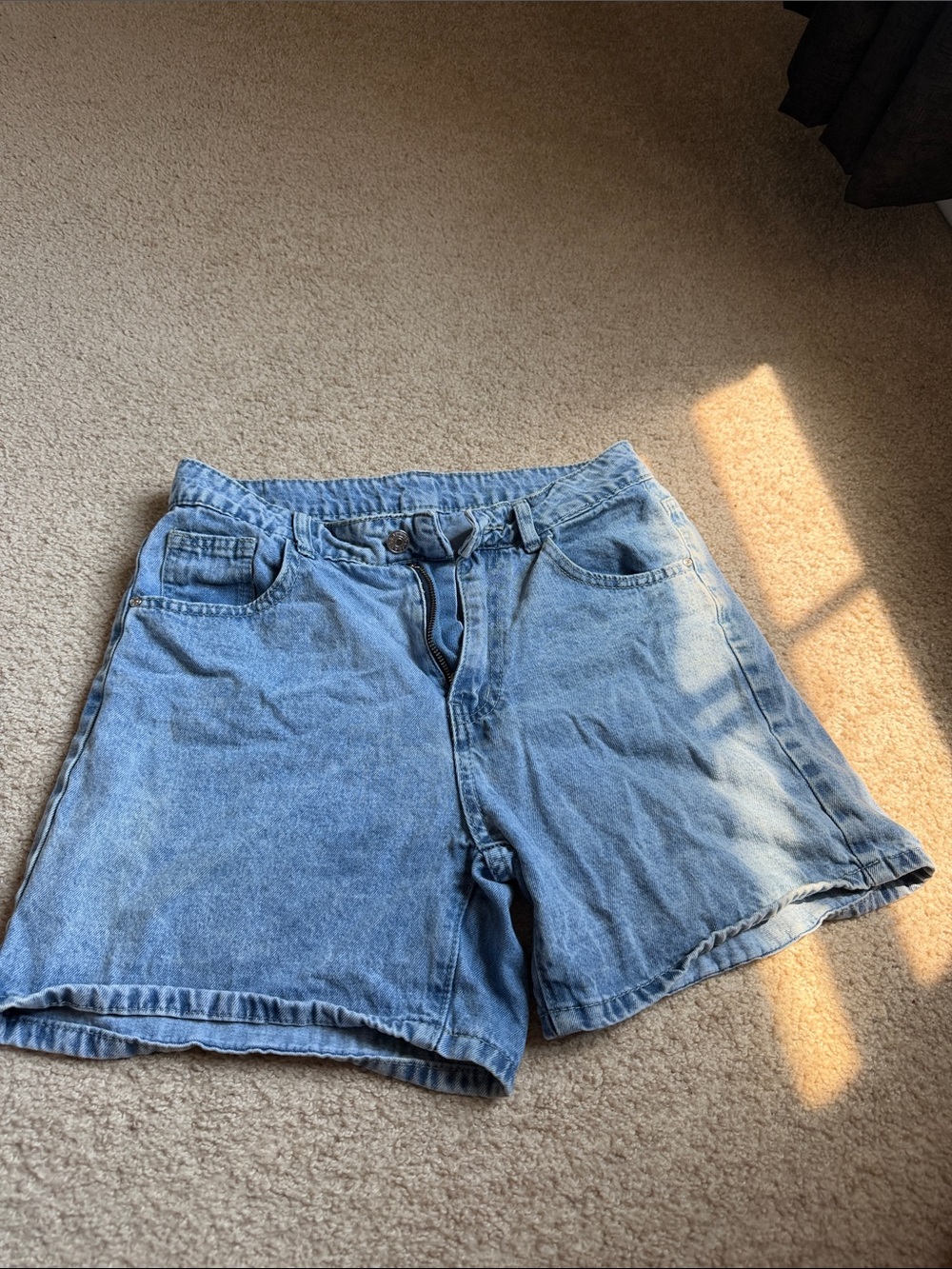 SHEIN Light Blue High-Rise Denim Shorts